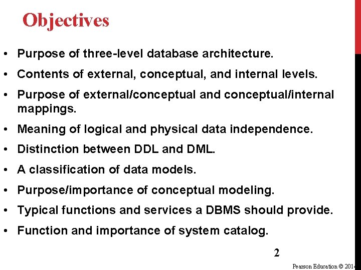 Database Objectives CHAPTER 2 Database Environment Pearson Education 2014 Objectives