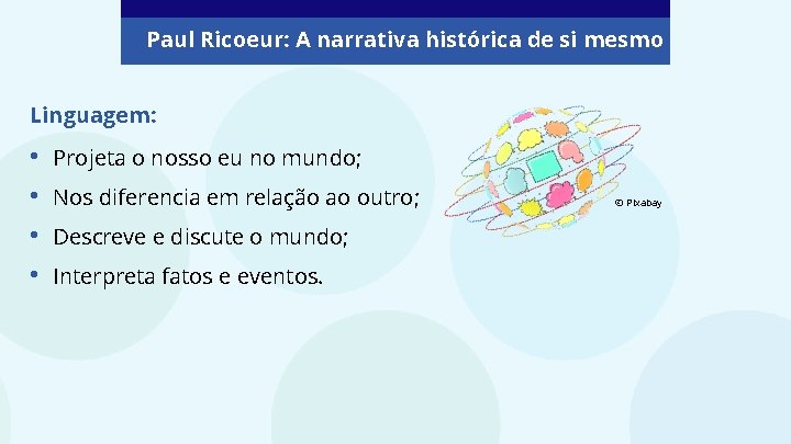 Paul Ricoeur: A narrativa histórica de si mesmo Linguagem: • • Projeta o nosso Paul Ricoeur: A narrativa histórica de si mesmo Linguagem: • • Projeta o nosso