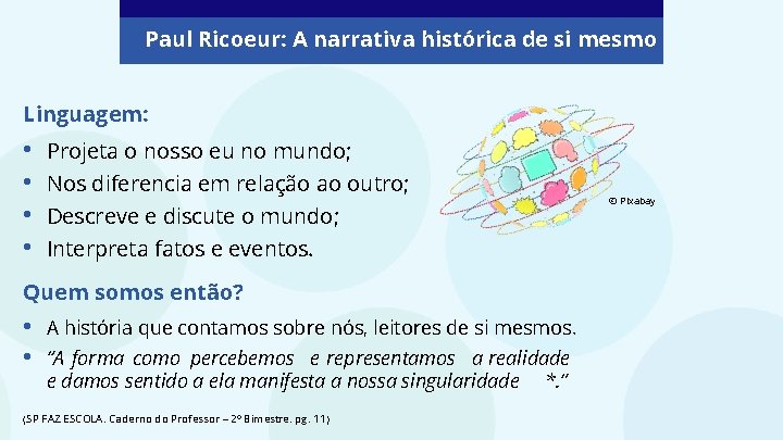 Paul Ricoeur: A narrativa histórica de si mesmo Linguagem: • • Projeta o nosso Paul Ricoeur: A narrativa histórica de si mesmo Linguagem: • • Projeta o nosso
