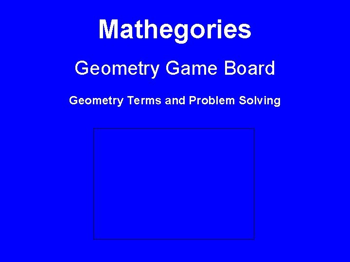 Mathegories Geometry Game Board Geometry Terms and Problem Solving 