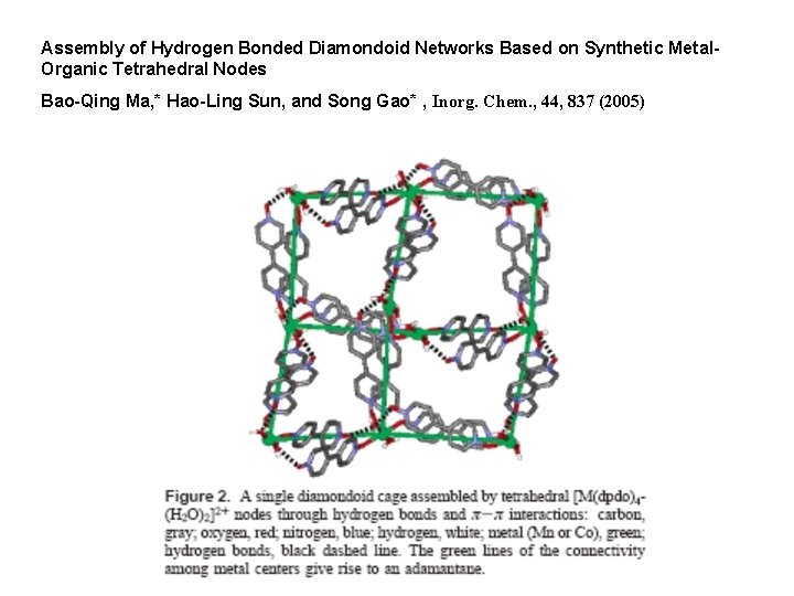 Assembly of Hydrogen Bonded Diamondoid Networks Based on Synthetic Metal. Organic Tetrahedral Nodes Bao-Qing