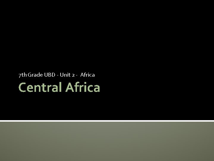 7 th Grade UBD - Unit 2 - Africa Central Africa 