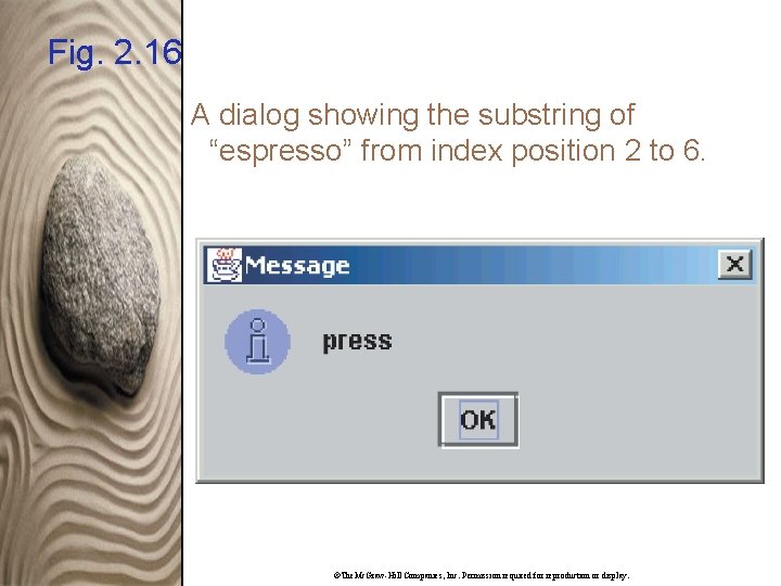 Fig. 2. 16 A dialog showing the substring of “espresso” from index position 2