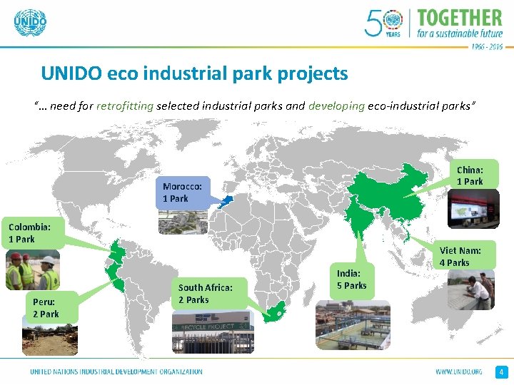UNIDO eco industrial park projects “… need for retrofitting selected industrial parks and developing