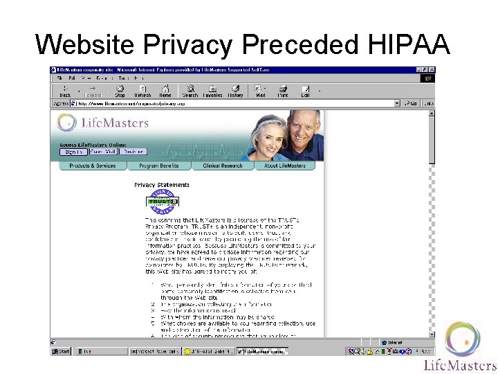 Website Privacy Preceded HIPAA 