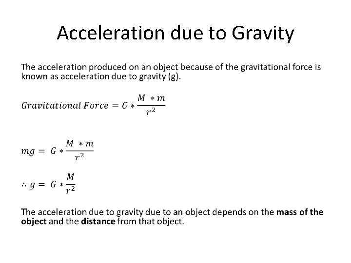 Acceleration due to Gravity • 