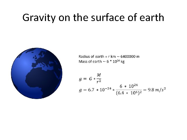 Gravity on the surface of earth 