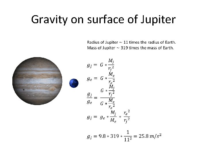 Gravity on surface of Jupiter 