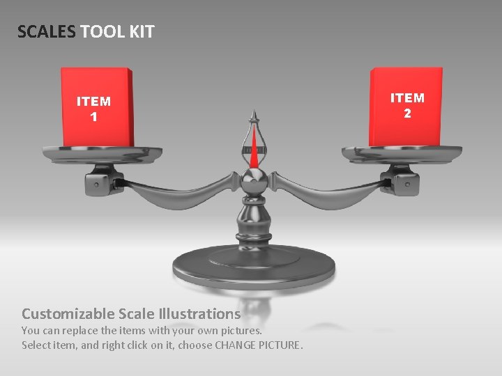 SCALES TOOL KIT ITEM 1 Customizable Scale Illustrations You can replace the items with