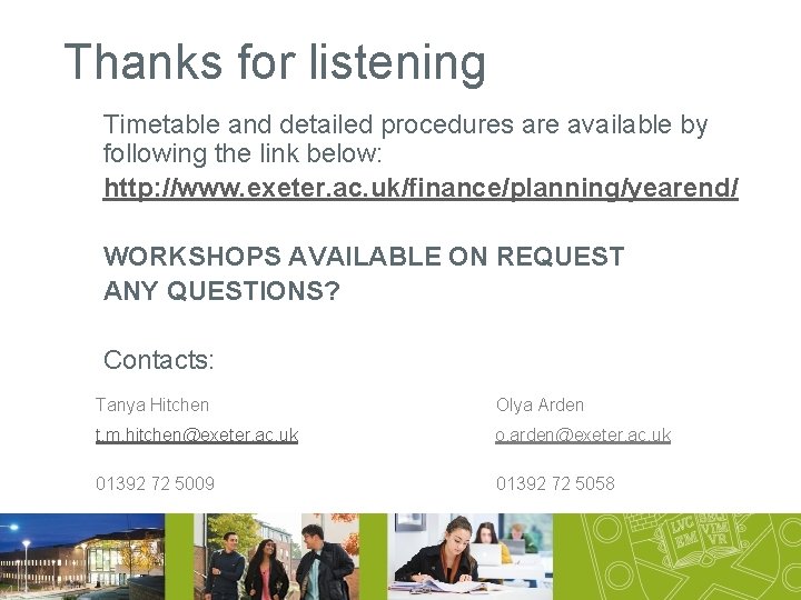 Thanks for listening Timetable and detailed procedures are available by following the link below: