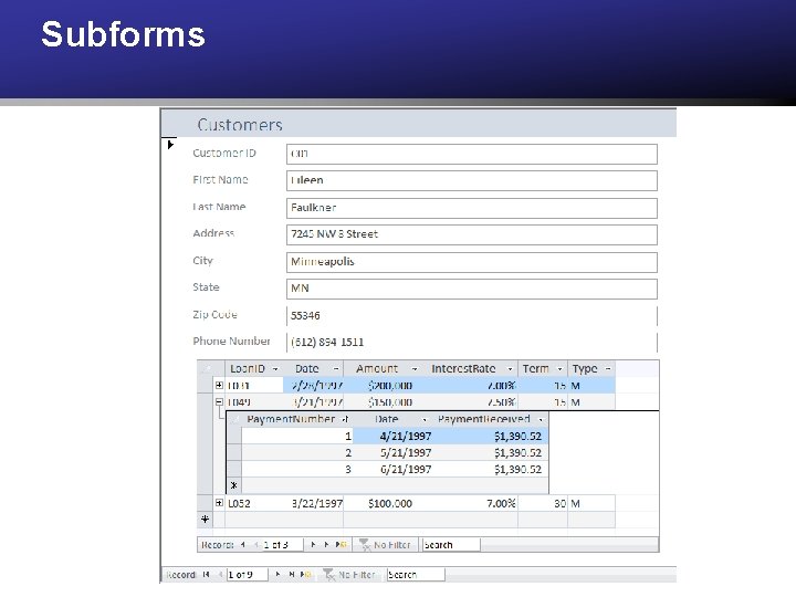 Subforms 