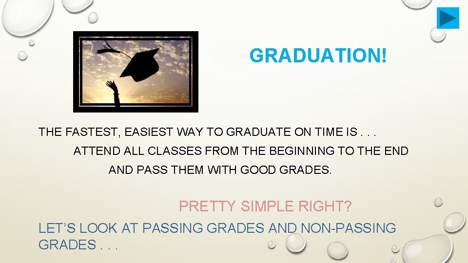 GRADUATION! THE FASTEST, EASIEST WAY TO GRADUATE ON TIME IS. . . ATTEND ALL