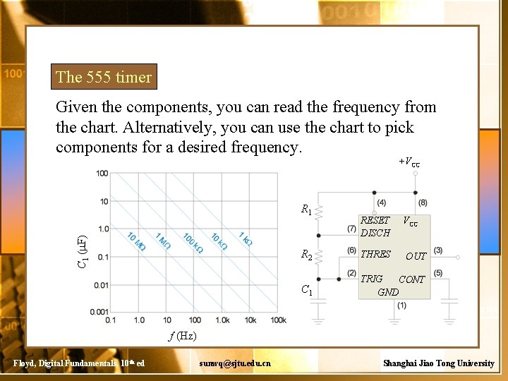 The 555 timer Given the components, you can read the frequency from the chart.