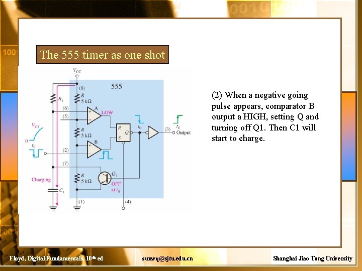 The 555 timer as one shot (2) When a negative going pulse appears, comparator