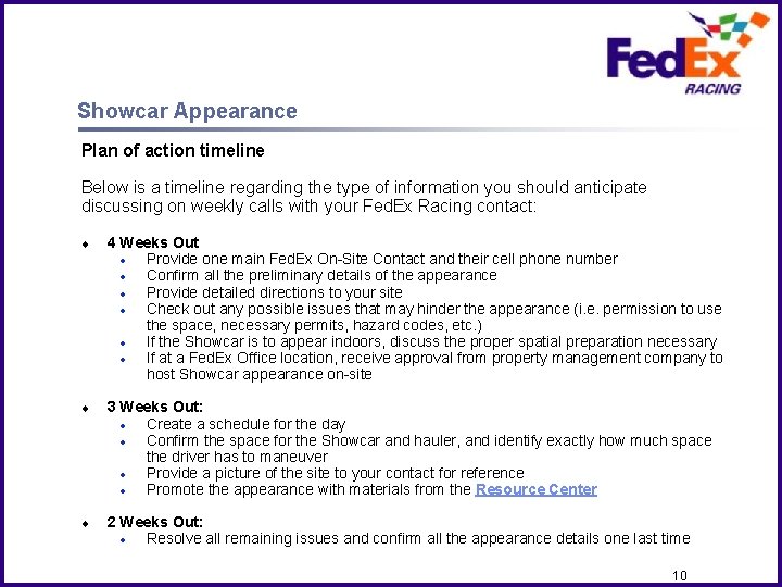 Client Logo here Showcar Appearance Plan of action timeline Below is a timeline regarding