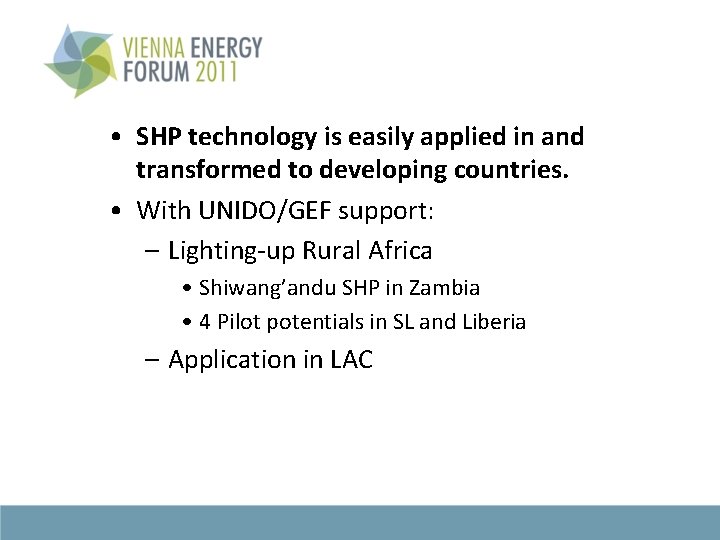 Shp Tech Small Hydropower A transformational renewable and clean energy