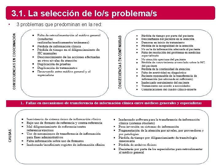 3. 1. La selección de lo/s problema/s • 3 problemas que predominan en la