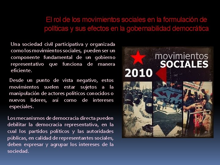 El rol de los movimientos sociales en la formulación de políticas y sus efectos