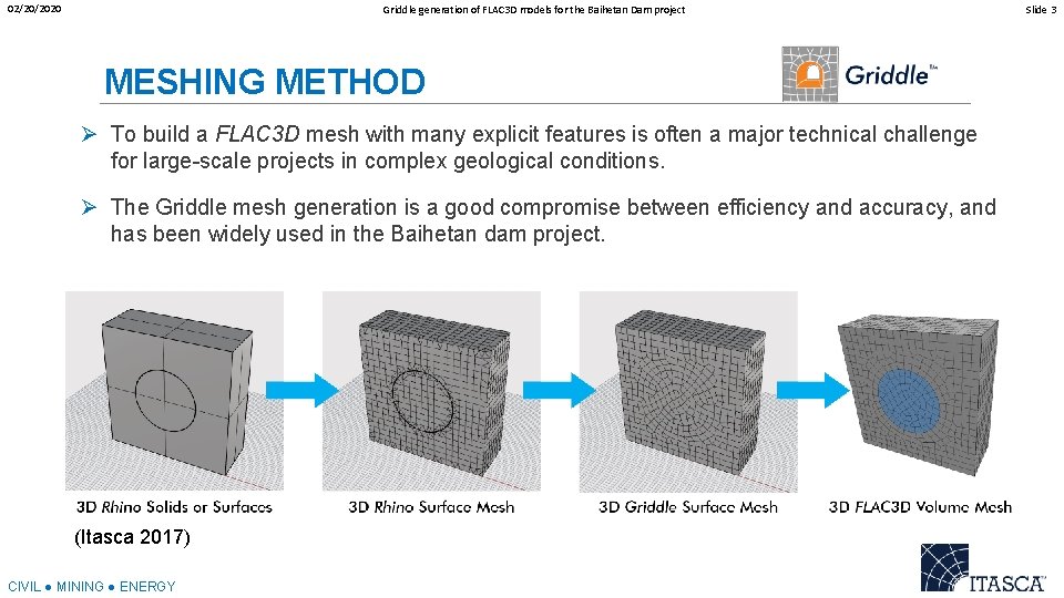 02/20/2020 Griddle generation of FLAC 3 D models for the Baihetan Dam project MESHING