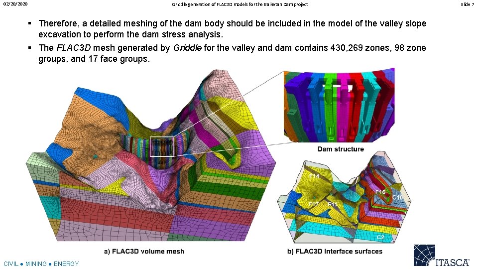 02/20/2020 Griddle generation of FLAC 3 D models for the Baihetan Dam project §