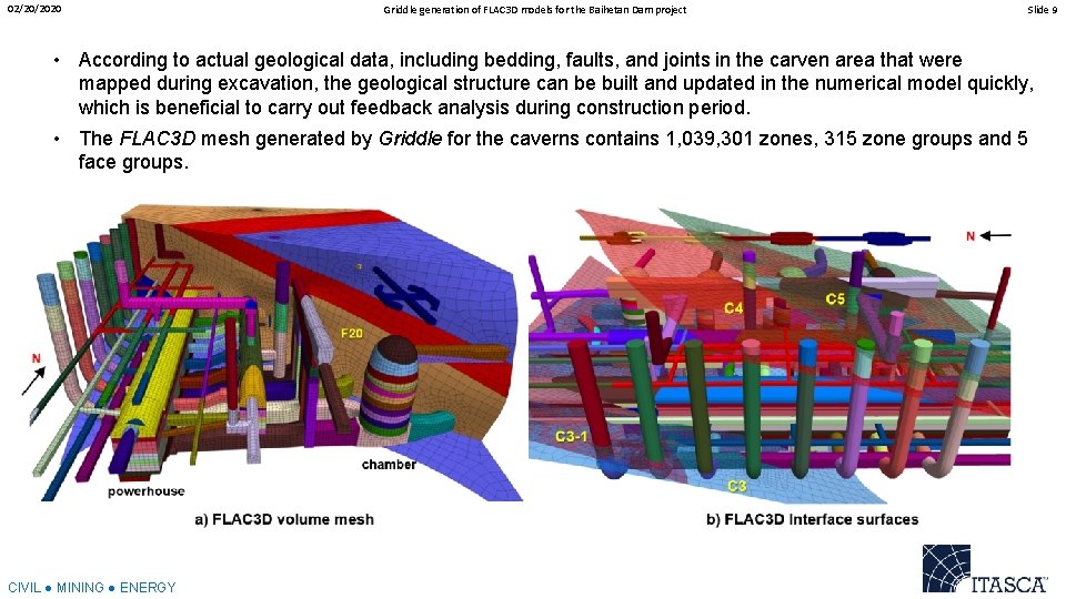 02/20/2020 Griddle generation of FLAC 3 D models for the Baihetan Dam project Slide