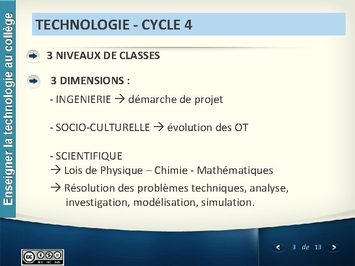 TECHNOLOGIE - CYCLE 4 3 NIVEAUX DE CLASSES 3 DIMENSIONS : - INGENIERIE démarche