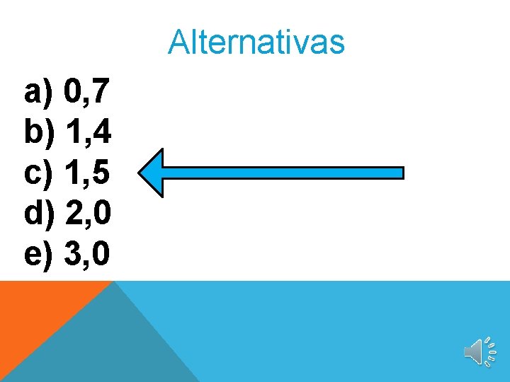 Alternativas a) 0, 7 b) 1, 4 c) 1, 5 d) 2, 0 e)