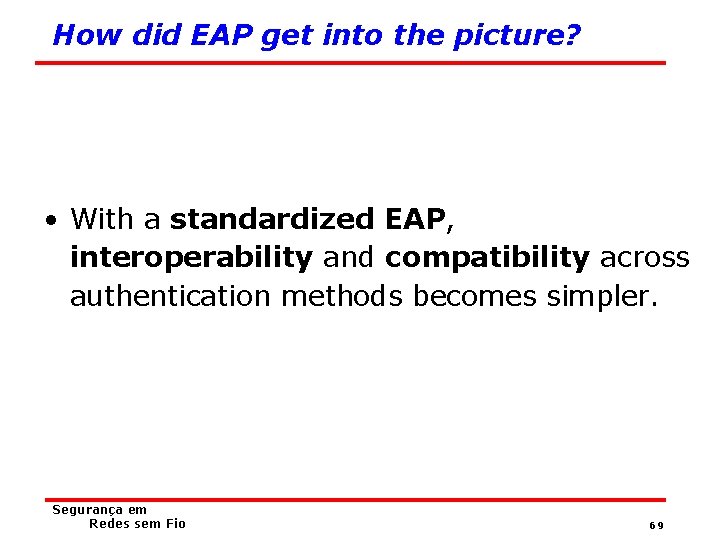 How did EAP get into the picture? • With a standardized EAP, interoperability and