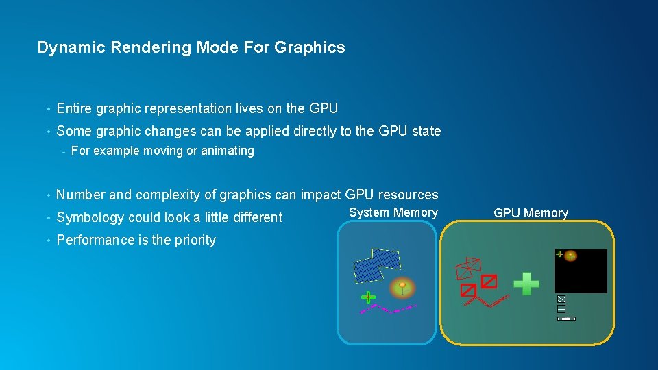 Dynamic Rendering Mode For Graphics • Entire graphic representation lives on the GPU •