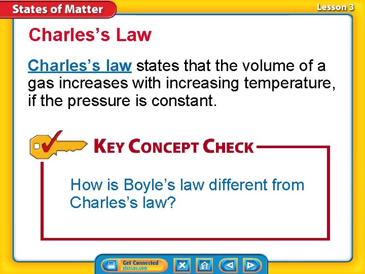 Charles’s Law Charles’s law states that the volume of a gas increases with increasing