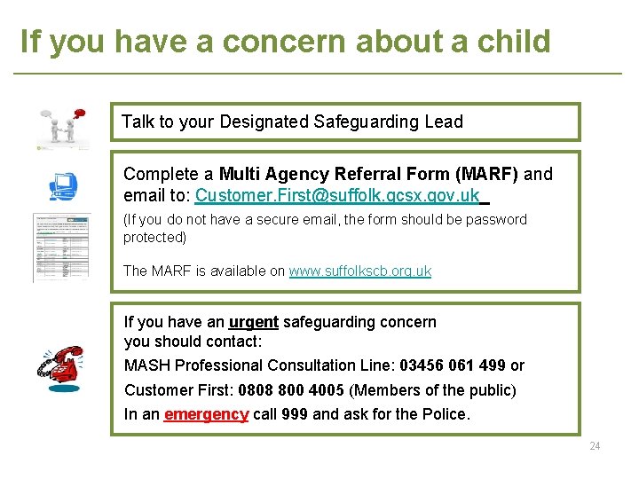 If you have a concern about a child Talk to your Designated Safeguarding Lead
