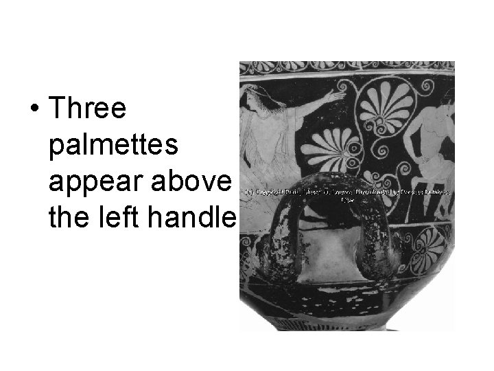  • Three palmettes appear above the left handle. 