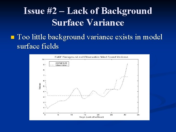 Issue #2 – Lack of Background Surface Variance n Too little background variance exists