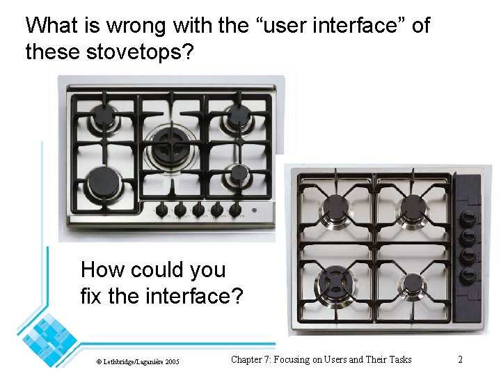 What is wrong with the “user interface” of these stovetops? How could you fix