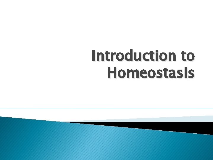 Introduction to Homeostasis 