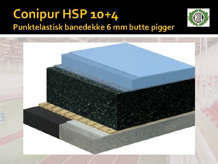 Conipur HSP 10+4 Punktelastisk banedekke 6 mm butte pigger 