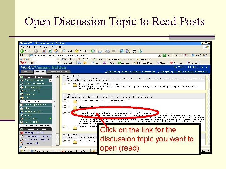 Open Discussion Topic to Read Posts Click on the link for the discussion topic