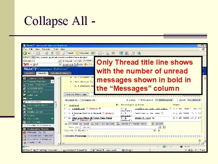 Collapse All Only Thread title line shows with the number of unread messages shown