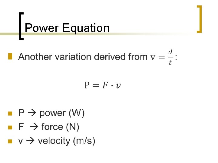 Power Equation n 