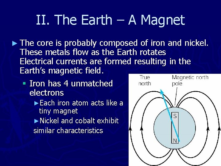 II. The Earth – A Magnet ► The core is probably composed of iron