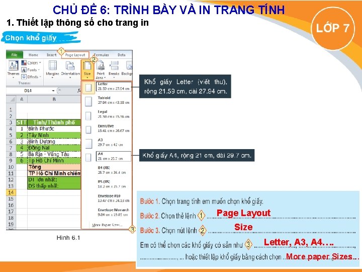 CHỦ ĐỀ 6: TRÌNH BÀY VÀ IN TRANG TÍNH 1. Thiết lập thông số