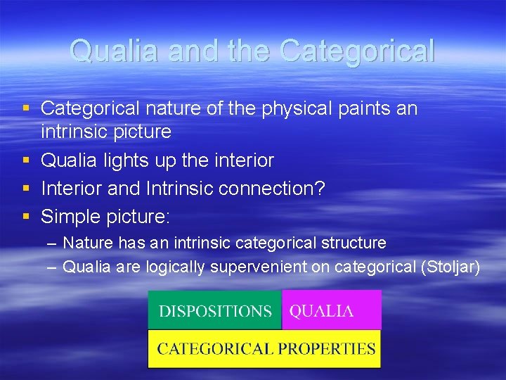 Qualia and the Categorical § Categorical nature of the physical paints an intrinsic picture