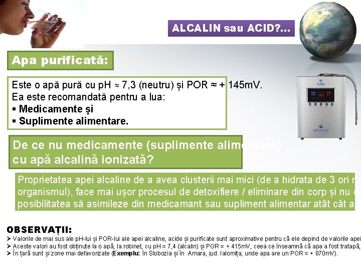 ALCALIN sau ACID? . . . Apa purificată: Este o apă pură cu p.