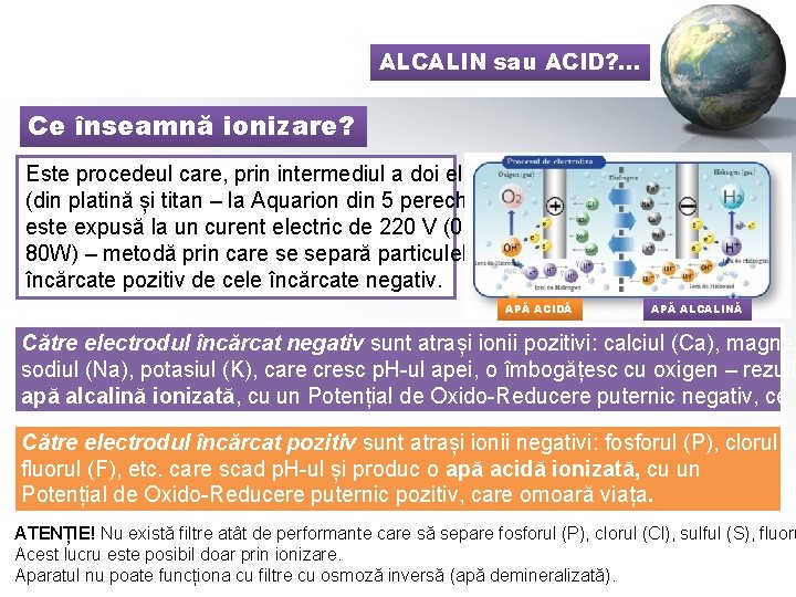 ALCALIN sau ACID? . . . Ce înseamnă ionizare? Este procedeul care, prin intermediul