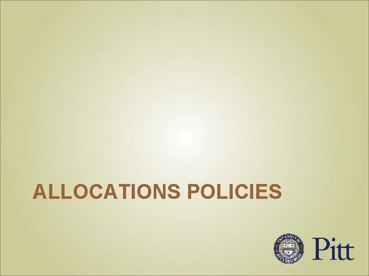 ALLOCATIONS POLICIES 