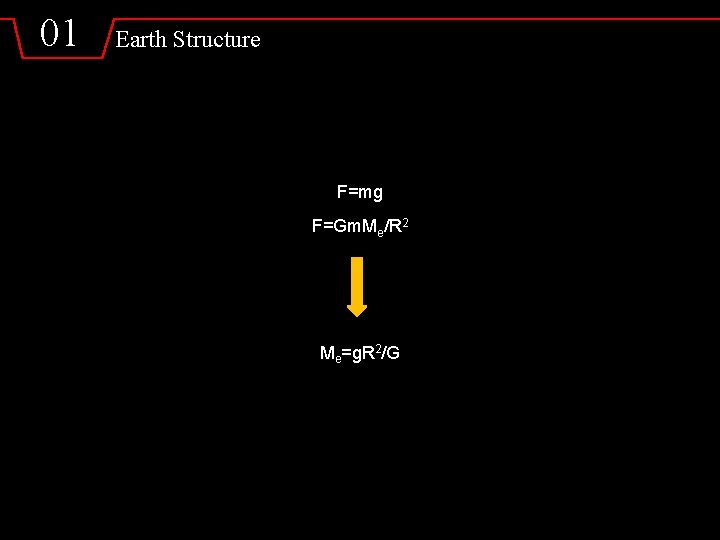 01 Earth Structure F=mg F=Gm. Me/R 2 Me=g. R 2/G 