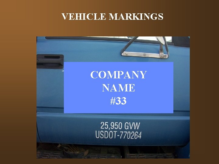 VEHICLE MARKINGS COMPANY NAME #33 