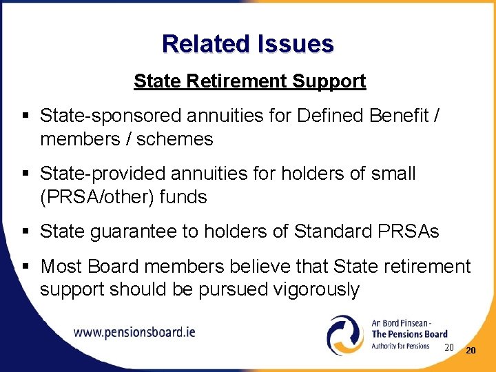 Related Issues State Retirement Support § State-sponsored annuities for Defined Benefit / members /