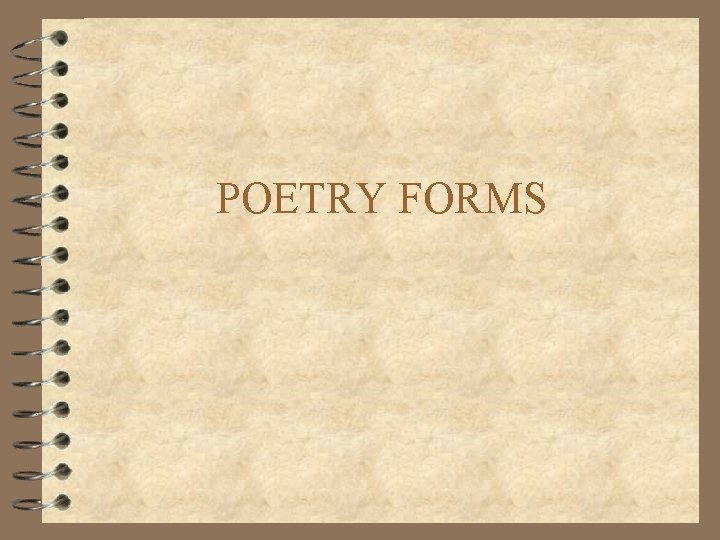POETRY FORMS 