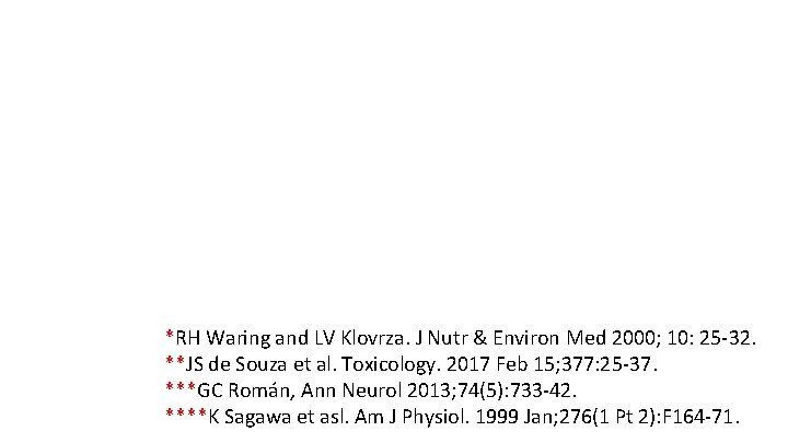 *RH Waring and LV Klovrza. J Nutr & Environ Med 2000; 10: 25 -32.